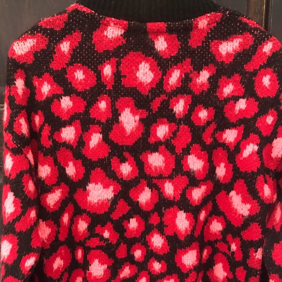 Topshop Leopard Print Sweater Pink + Red - SZ 6 - Picture 5 of 5
